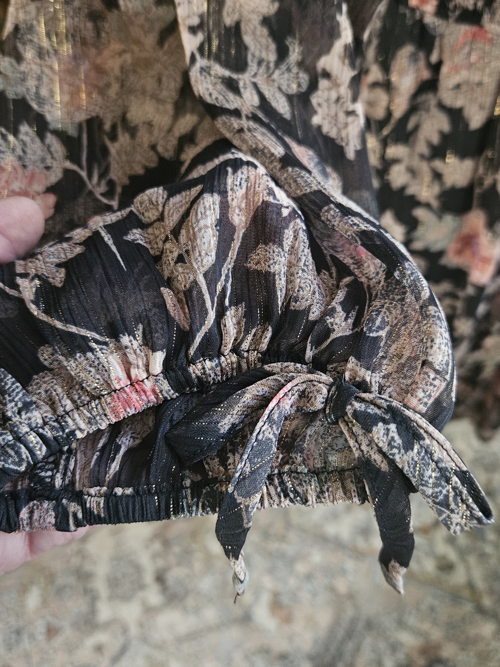LC Lauren Conrad Black Floral Midi Dress with Pink and Green Accents - Picture 7 of 13